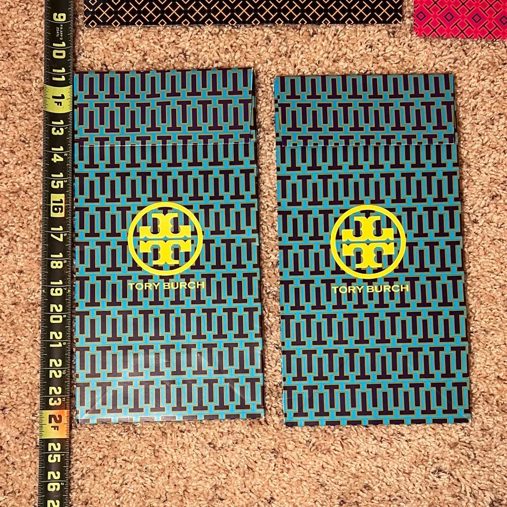 Tory Burch Geometric Shopping Bags in Black, Red, and Blue